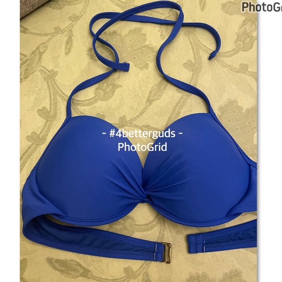 New California Waves Push Up Bikini Swim Top Navy Blue Size XL XG - Picture 3 of 13